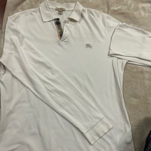 White Burberry Long sleeve polo